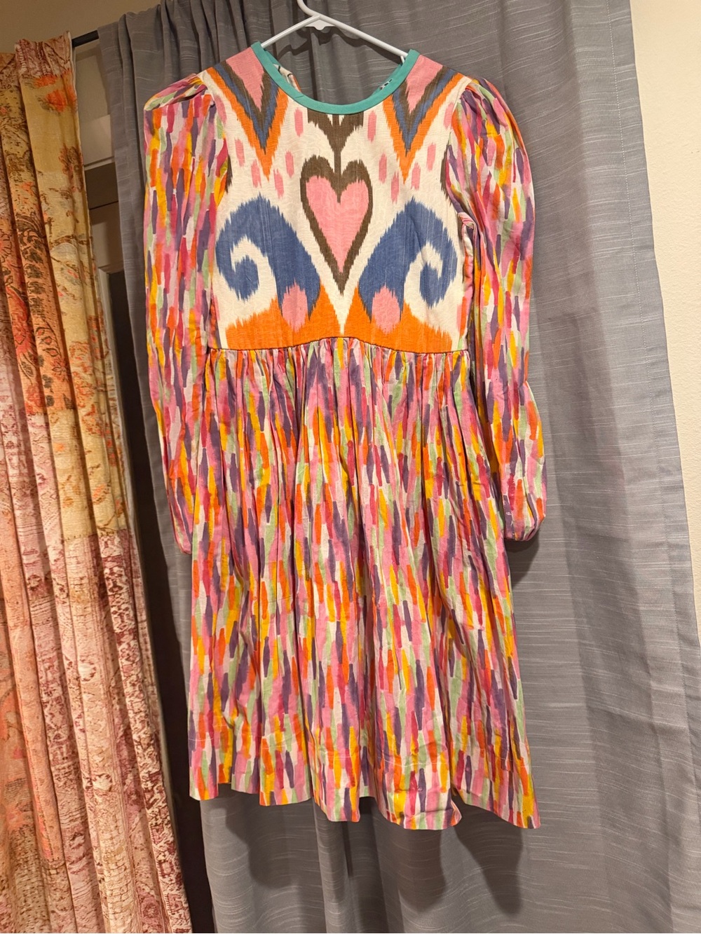 Alix Of Bohemia Multicolor Ikat Heart Print Long-Sleeve Dress